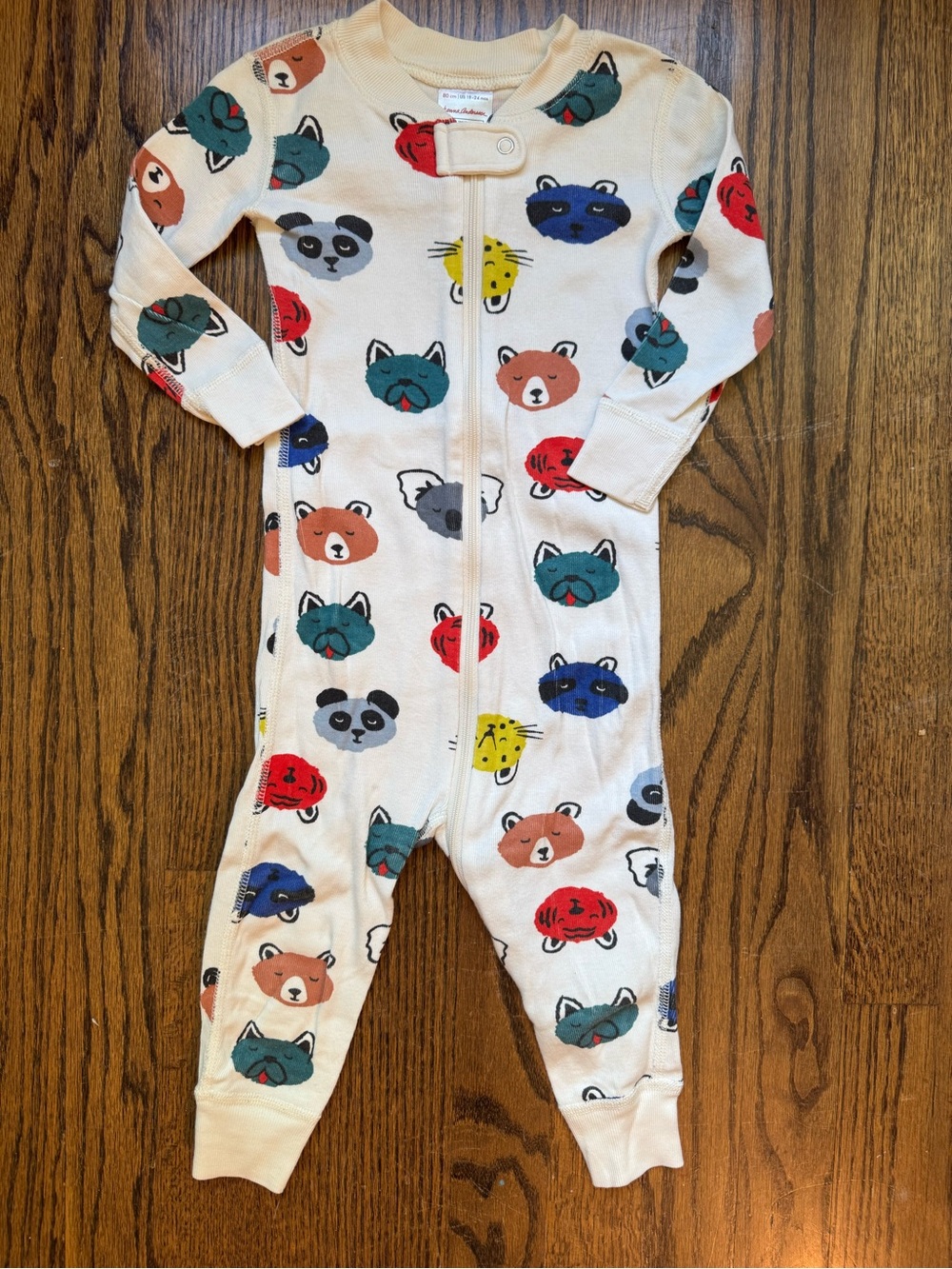 Hanna Andersson Animal Faces Zip Up Pajama